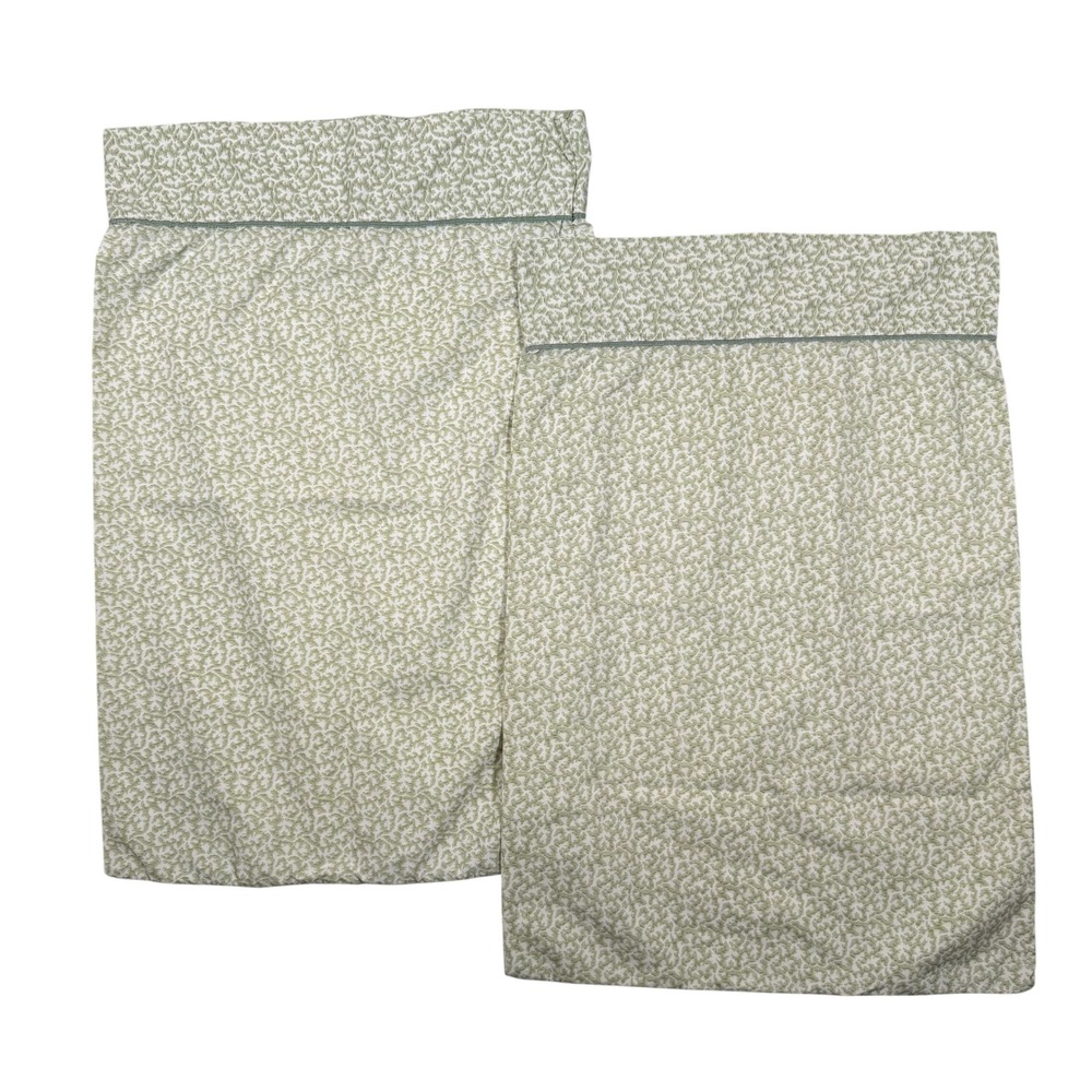 Waverly Garden Room Standard Pillowcases Set of 2 Sage Green Floral Cotton Piped - Picture 1 of 9